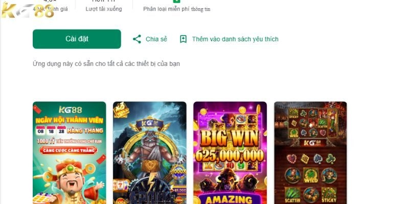 Tải app KG8 cho hệ điều hành android